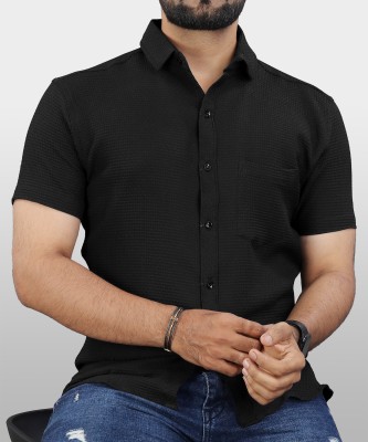 VeBNoR Men Solid Casual Black Shirt