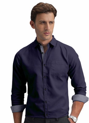 SHIRTWALIYA Men Solid Casual Dark Blue Shirt