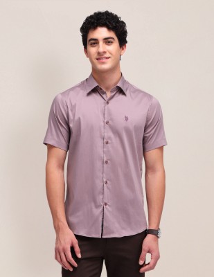 U.S. POLO ASSN. Men Solid Party Pink Shirt