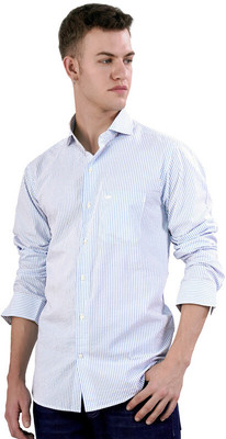 french crown Men Striped Casual Blue Shirt