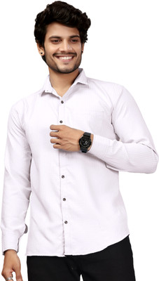 PRAANVI ENTERPRISE Men Self Design Casual White Shirt