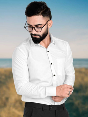 Typetron Fashion Men Solid Formal White Shirt