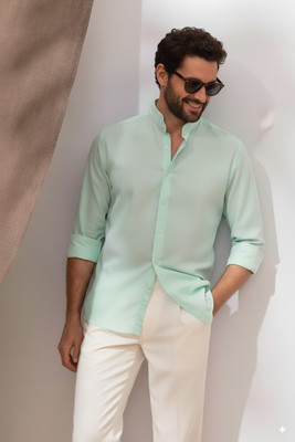 greet fashion Men Solid Casual Light Green Shirt