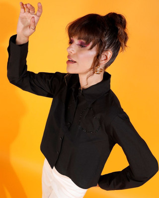 Fiorenza Women Solid Casual Black Shirt
