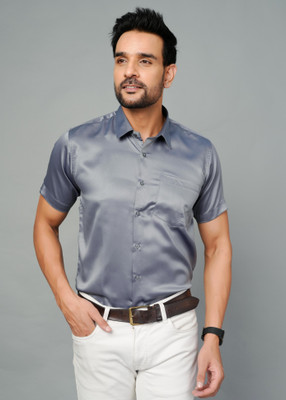 BlackLilly Men Solid Formal Grey Shirt