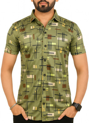 AVOLT Men Printed Casual Green Shirt