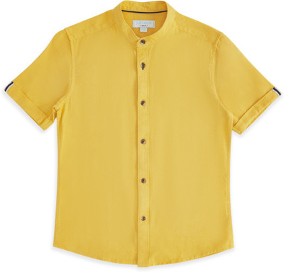 Pantaloons Junior Boys Solid Casual Yellow Shirt