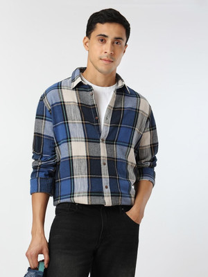 Pepe Jeans Men Checkered Casual Blue Shirt