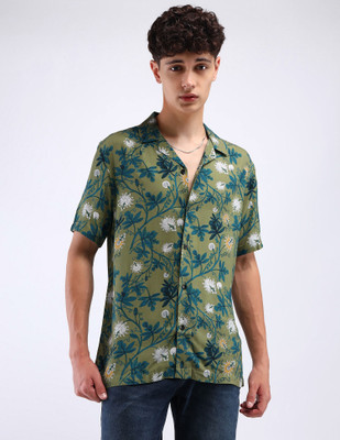 FLYING MACHINE Men Printed Casual Green Shirt