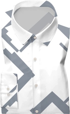 HASINI Fashion Men Printed Casual White Shirt