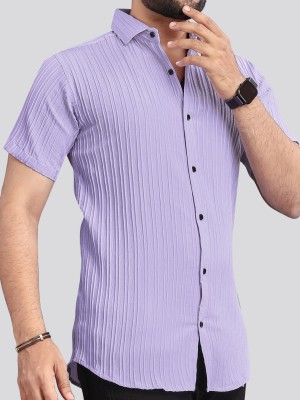 NIVICK Men Self Design Casual Purple Shirt