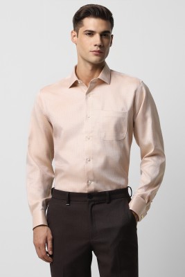 VAN HEUSEN Men Self Design Formal Beige Shirt