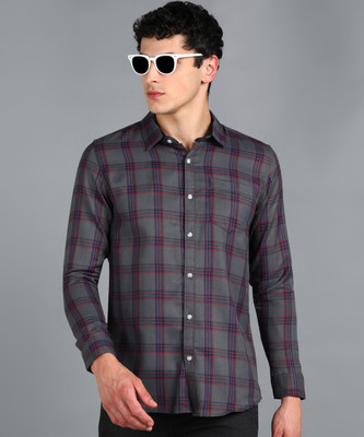 Urbano Fashion Men Checkered Casual Grey, Red, Blue Shirt