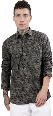 french crown Men Printed Casual Black, Grey Shirt
