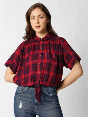 Pepe Jeans Women Checkered Casual Pink Shirt