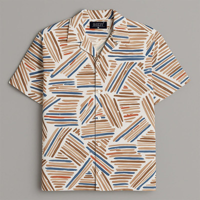 BIKIT Men Printed Casual Brown, White Shirt