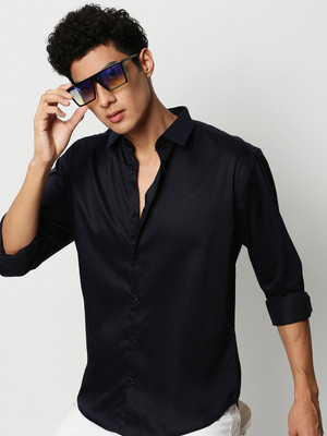 SHOWOFFFF Men Solid Casual Dark Blue Shirt