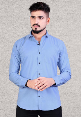 VIHAAN TRENDZ Men Solid Casual Light Blue Shirt