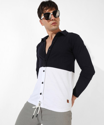 CAMPUS SUTRA Men Solid Casual Black, White Shirt