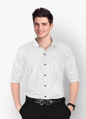 Neviq Fabs Men Solid Formal White Shirt