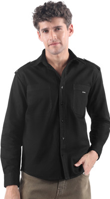 BEYOUNG Men Self Design Casual Black Shirt