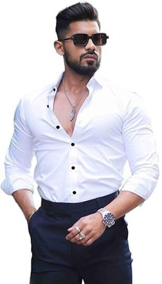 Kalawatia fashion Men Solid Formal White Shirt