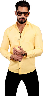 IKON FASHION Men Solid Casual Yellow Shirt