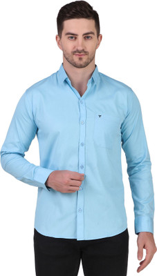 Stellalifestyle Men Solid Casual Light Blue Shirt