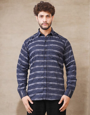 CIOFF CREATION Men Striped Casual Blue, Grey Shirt