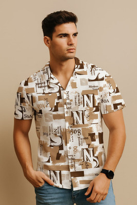 Dev Men Printed Casual White Shirt