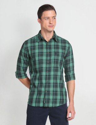 U.S. Polo Assn. Denim Co. Men Checkered Casual Green Shirt