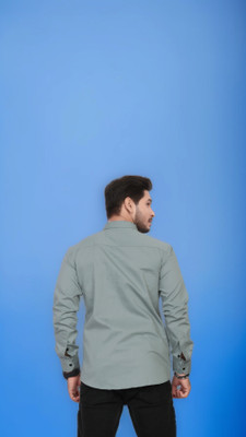 U AND J TREND Men Striped Casual Light Green Shirt