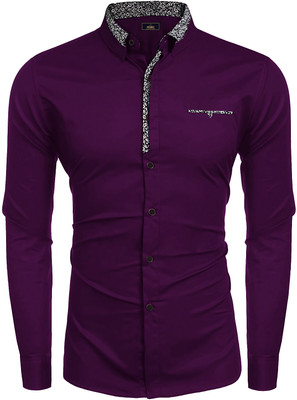 Webric Men Solid Formal Purple Shirt