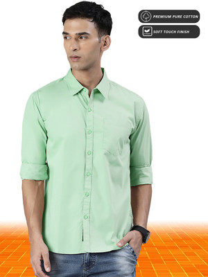 METRONAUT Men Solid Casual Green Shirt