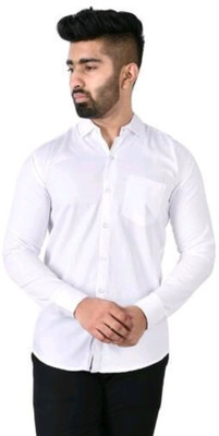 Vastra Men Solid Casual White Shirt