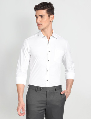 ARROW Men Self Design Formal White Shirt