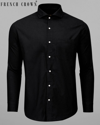 french crown Men Solid Casual Black Shirt