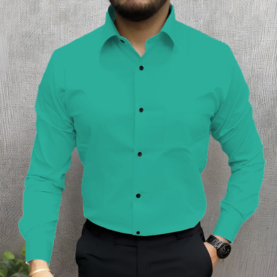 JEMI ENTERPRISE Men Solid Formal Green Shirt
