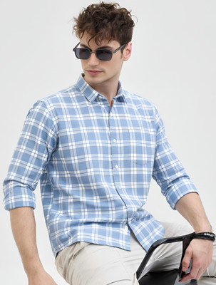 U TURN Men Printed Casual Blue Shirt