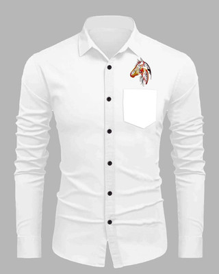 Sanskruti Men Embroidered Casual White Shirt
