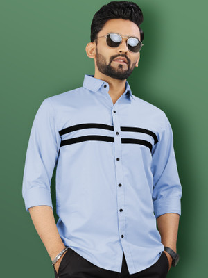 VeBNoR Men Solid Casual Light Blue Shirt