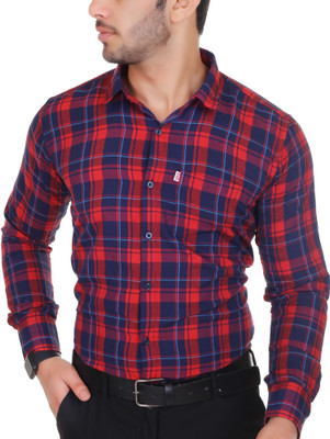 Marc Laurent Men Checkered Casual Blue Shirt