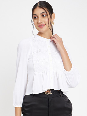 CAMLA Women Solid Casual White Shirt