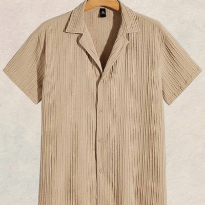 Dharamraj Fashion Men Self Design Casual Cream Shirt