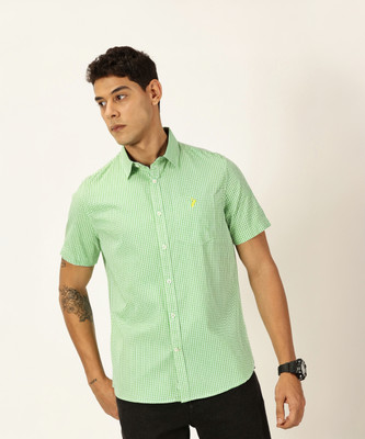 THOMAS SCOTT Men Checkered Casual Green Shirt
