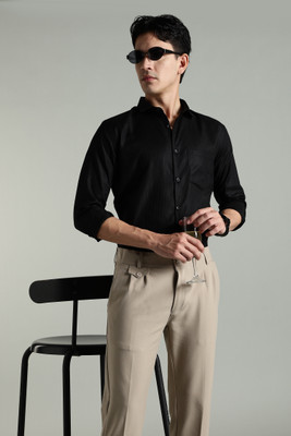 Paul Street Men Solid Formal Black Shirt