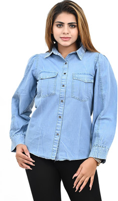GeetaApparels Women Solid Casual Light Blue Shirt
