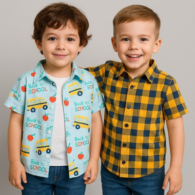 SVHFashion Boys Printed Casual Multicolor Shirt(Pack of 2)
