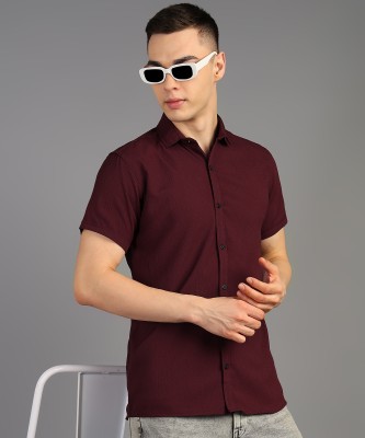 METRONAUT Men Self Design, Solid Casual Maroon Shirt