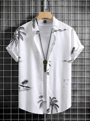 iCome Men Printed Casual White Shirt